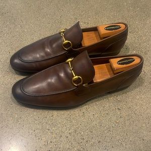 GUCCI Mens 'Jordaan' Gold Horsebit Loafer Brown Sz 9.5 UK (10 US)